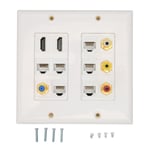 Ethernet Vägguttag HD Multimedia Interface CAT6 TV F Huvud RCA Koax Ethernet Väggplatta för Hemmakontor Hotell