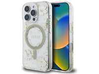 Etui Guess Resin Flowers Glitter Magsafe Do Apple Iphone 16 Pro Max Beżowy