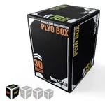 Yes4All KX7W Soft Plyo Box with Wooden Core, 76,2 cm x 61 cm x 50,8 cm made of soft foam, crossfit, MMA, plyometric training, 3 in 1 jump box with wooden core, version Sport Black