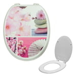 Universal Classic Oval Shaped Design Toilet Seat & Fixings Flower Pink Pattern P