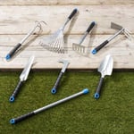 HI 8 Piece Garden Tool Set Metal Silver Hand Fork Trowel Rake vidaXL