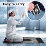 Bärbar färgad muslimsk bönematta med kompass Fickstorlek Bönematta Ompass Qibla Finder med häfte Vattentätt material(Svart)