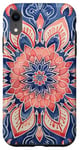 iPhone XR Indigo and Coral Mandala Pattern Case