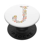 PopSockets Cute Floral Initial Letter J Monogram on White PS20010 PopSockets PopGrip: Swappable Grip for Phones & Tablets