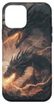 Coque pour iPhone 12 mini Illustration Dragon Clashing Dragon Fantasy Fire Epic