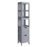 VASAGLE Meuble de Salle de Bain, Meuble de Rangement sur Pied, Commode à 2 Tiroirs, 3 Compartiments Ouverts, pour Salle de Bain, Salon, Cuisine, Gris Tourterelle BBC66G02