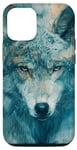 Coque pour iPhone 12/12 Pro Aquarelle bleu turquoise loup