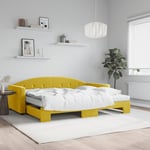 vidaXL Dagbädd utdragbar med madrasser gul 90x200 cm sammet 3197330