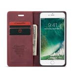 CaseMe Slim Plånboksfodral iPhone SE (2022) röd