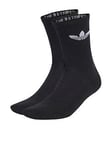 adidas Originals Unisex 3 Pack Trefoil Crew Cushion Socks - Black, Black, Size Xs, Men