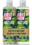 Faith in Nature Natural Wild Rose Shampoo and Conditioner Set, Restoring, Vegan