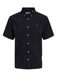 JACK & JONES Men's Jcoclassic Oxford Shirt Ss Relaxed Sn, Black/Detail: Solid, S