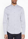 Emporio Armani All Over Eagle Logo Long Sleeve Cotton Shirt - Grey - Size Small