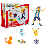 Pokémon Bandai Pack de 6 Figurines - Sacha, Pikachu, Salamèche, Tiplouf, Brindibou, Zorua - Licence Officielle - Coffret JW3781