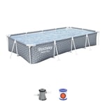 Bestway Steel Pro Rectangle Above Ground Pool, Leaf Design | 12ft Swimming Pool
