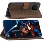 Suncase Flip Case Real Leather Antique Braun for Xiaomi Poco X5 Pro 5G