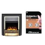 Dimplex Cheriton Deluxe Freestanding Optiflame Electric Fire & DURACELL 2032 Lithium Coin Batteries 3V (2 pack) - Up to 70% Extra Life