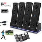 4x Rechargeable Battery Pack + Charger Dock Station For Nintendo Wii Controller