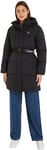Calvin Klein Jeans Women Coat Logo Belt Long Puffer Winter, Black (Ck Black), XXL