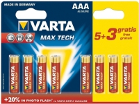 Varta Max Tech AAA, Engångsbatteri, AAA, Alkalisk, 1,5 V, 8 styck, Multifärg