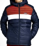 New Mens Jack & Jones Eace Puffer Hooded Jacket Navy / Red Size XL RRP£40