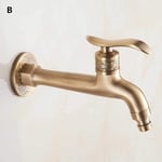 Faucet Carved Wall Mount Zinc Alloy Antique Bronze Bibcock Decorative Outdoor Garden Faucet Washing Machine Faucet Small Tap-Yellow