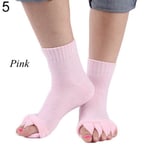 Foot Socks Five Toe Separator Yoga Gym Massage Pink