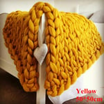 Arm Knitted Blanket Merino Wool Throw Iceland Thick Yarn Yellow 50x50cm