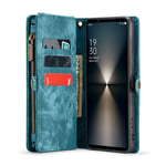 CaseMe Sony Xperia 10 VI Rymligt plånboksfodral med många kortfack, blå