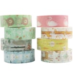 YUBBAEX Washi Tape Set Decorative Tape Craft Supplies for DIY, Bullet Journal, Craft, Gift Wrapping, Scrapbooking (Little Zoo)