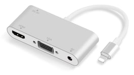 Lightning til HDMI/VGA adapter kabel - Sølv - 10 cm