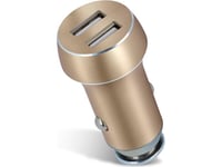 Greengo Forever Car Charger, Car Charger 2-Port 5V / 3.1A, Cigarette Lighter Extension, Metal Adapteris, För Iphone, Samsung Galaxy, Huawei Och Fler, Laddningsadapter Med Usb-Kontakt (Guld)