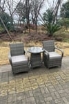Rattan Dining Set Table And Chair Set Bistro Set PE Wicker Patio Outdoor 2 Chairs Plus Small Round Table