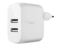 Belkin dual usb-a wall charger 12w x2 wht