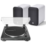 Audio-Technica Bluetooth LP60XBT Turntable + Q Acoustics M20 White Speakers Set