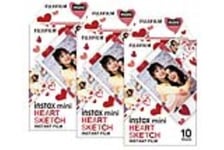 Fujifilm Instax Mini Heart Sketch Photo Film - 30 Shot Pack :: 16799926X3  (Prin