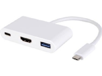 MICROCONNECT USB C han til USB 3.0 hun, HDMI 1,4 hun, USB 3.1 hun adapter, længde 20 cm, farve: hvid