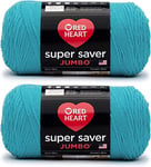 Red Heart Super Saver Jumbo Fil, Acrylique, Turqua, Lot de 2, Set de 2 Pièces