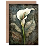 Calla Lily Flower Bloom Batik for Wife Her Birthday Blank Greeting Card