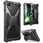 iPhone 7 Plus Case, iPhone 8 Plus Case, i-Blason Transformer [Kickstand] Apple iPhone 7 Plus/iPhone 8 Plus [Heavy Duty] [Dual Layer] Combo Holster Cover case with [Locking Belt Swivel Clip] (Black)