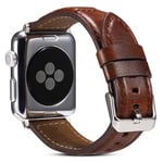 Apple Watch 9/8/7/6/5/4/3/2/1/SE - 45/44/42mm / Watch Ultra / Ultra 2 - Ægte læder urrem 22mm - Brun