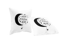 I Love You To The Moon 1 Pair Cushion Cover Decorative Pillow Case Square Inspirational Throw 40X40 cm For Sofa Bedroom Chair House Warming Gift Valentines Wife Husband Boyfriend Girlfriend Present