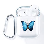 AKABEILA AirPods Case Cover, Compatible for Apple AirPods 2nd Generation Cases Silicone Clear With Design AirPods 2nd Gen[Front LED Visible&Wireless Charging Case]Women Transparent Cute with Carabiner