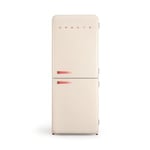 CREATE / RETRO FRIDGE COMBI 185 TERRACOTA/Réfrigérateur combiné blanc cassé avec poignée terracotta et congélateur 401L / 190W, système No Frost, 3 étagères, 2 tiroirs, 70x65x185 cm