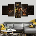 BJWQTY Frameless-Mortal Kombat X Scorpion Character Wall Art Painting Non-Woven Image Artwork Painting Home Decoration5 pieces_40X60_40X80_40X100Cm