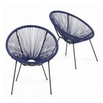 Sunnydays - Chaise de jardin fauteuil de jardin fauteuil en resine bleu marine 4 pieds d72cm h88cm - le cabana - Bleu Marine