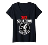 Womens Spitfire Squadron 303 Polish Koszulka Dywizjon V-Neck T-Shirt