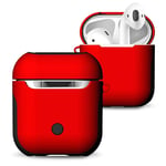 Protective Case Frosted Rubber Paint + PC Bluetooth Earphones Case Anti-lost Storage Bag for Apple AirPods 1/2 (Color : Red)