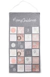Heitmann Deco Calendrier de l'Avent en tissu Merry Christmas – Calendrier de l'Avent moderne à remplir et à suspendre – Gris/rose/blanc