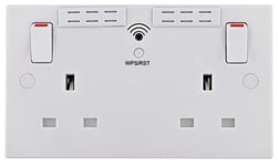BG ELECTRICAL - WiFi Double Switched Socket Range Extender, 13A, 2 Gang